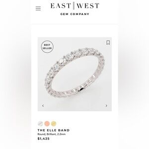 Moissanite wedding Band. 14k white gold Eternity Band.